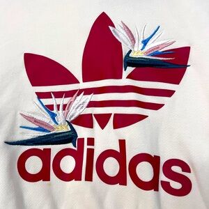 Adidas white/red Crop Hoodie - Bird of Paradise